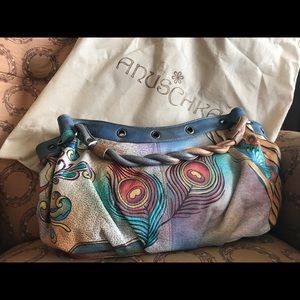 Anuschka Leather Large Ruched Hobo Braided Handle